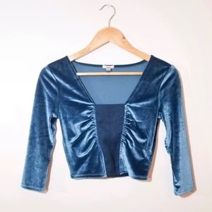 Ecote blue velvet crop top